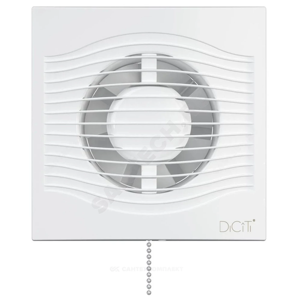 Вентилятор накладной пластик D100 с обратным клапаном, тяговым выключателем белый DICITI SLIM 4C-02