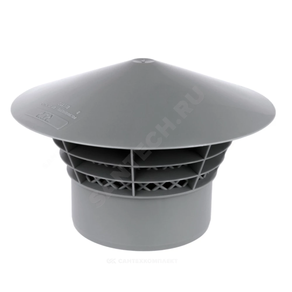 Зонт PP-H вентиляционный серый Дн 50 б/нап RTP (РосТурПласт) 40368