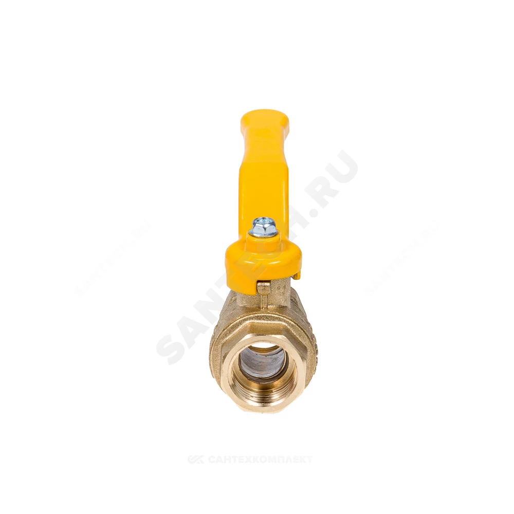 Кран шаровой латунь газ Эксперт Ду 32 Ру40 ВР полнопроходной рычаг желтый Dist 214Р