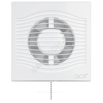Вентилятор накладной пластик D125 с обратным клапаном, тяговым выключателем белый DICITI SLIM 5C-02