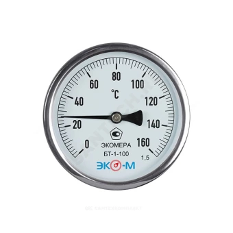 Термометр биметаллический осевой Дк100 160С L=60мм G1/2" БТ-1-100 ЭКОМЕРА БТ-1-100-160С-L60