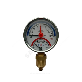 Термоманометр радиальный Дк80 1,6МПа L=60мм G1/4" 160С с переходником на G1/2" ЭКОМЕРА МД04-80-G-1,6МПа-160-L-60-РИ