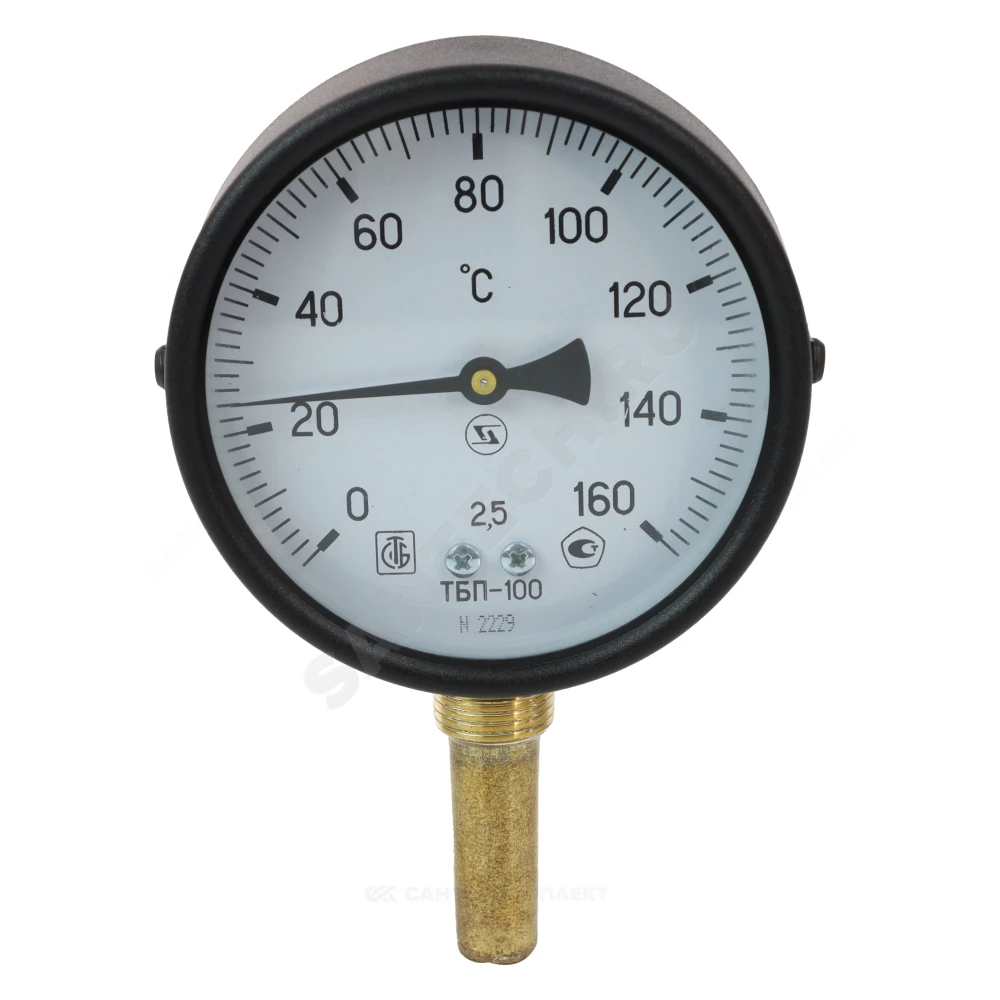 Термометр биметаллический радиальный Дк100 160С L=64мм G1/2" ТБП-Р ЗАВОД ТЕПЛОТЕХНИЧЕСКИХ ПРИБОРОВ