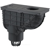 Трап РР ливневой канализации с ловушкой для листвы Дн 110 черный вертикальный выпуск Alca Plast AGV1