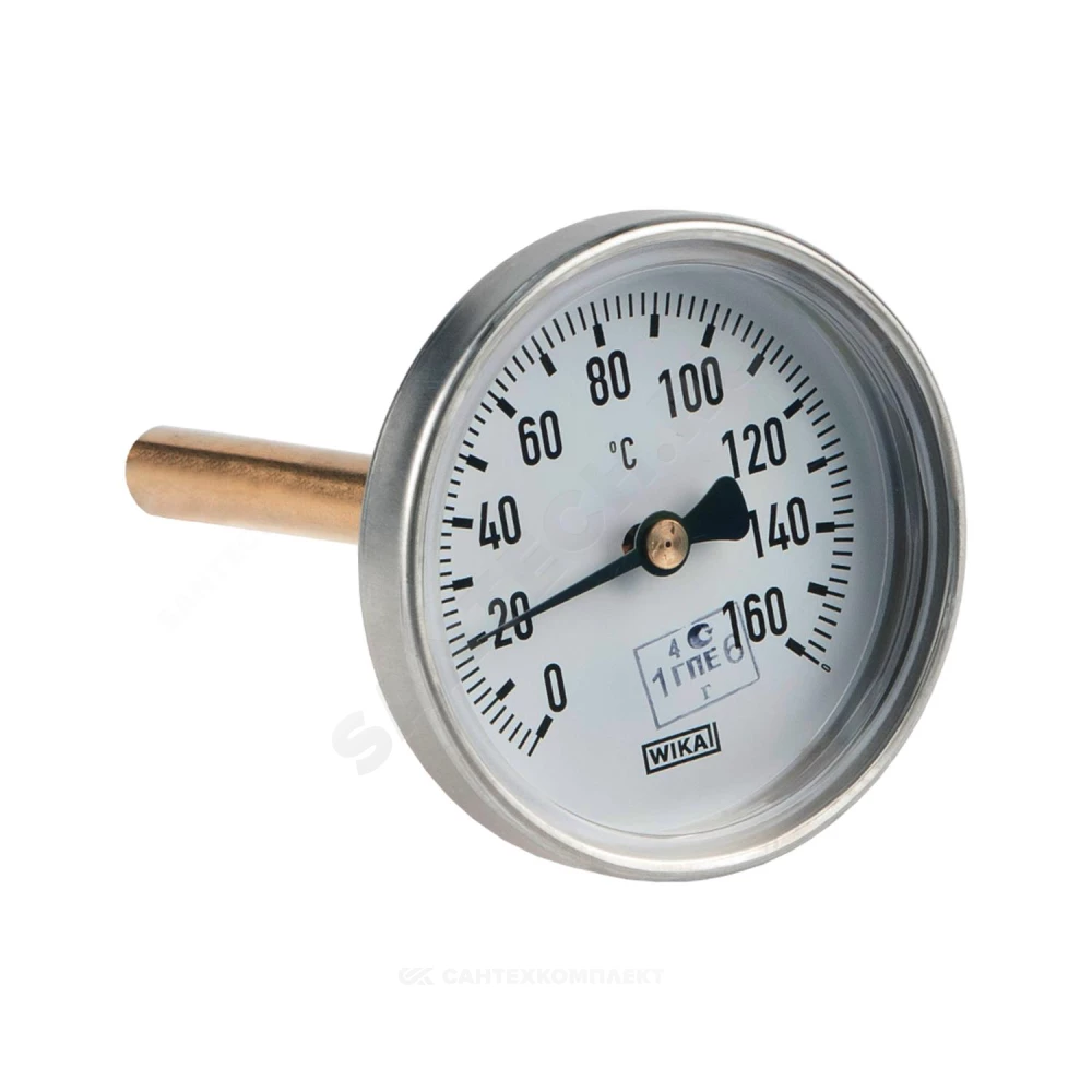Термометр биметаллический осевой Дк80 160С L=100мм G1/2" A50.10 Wika 3905900