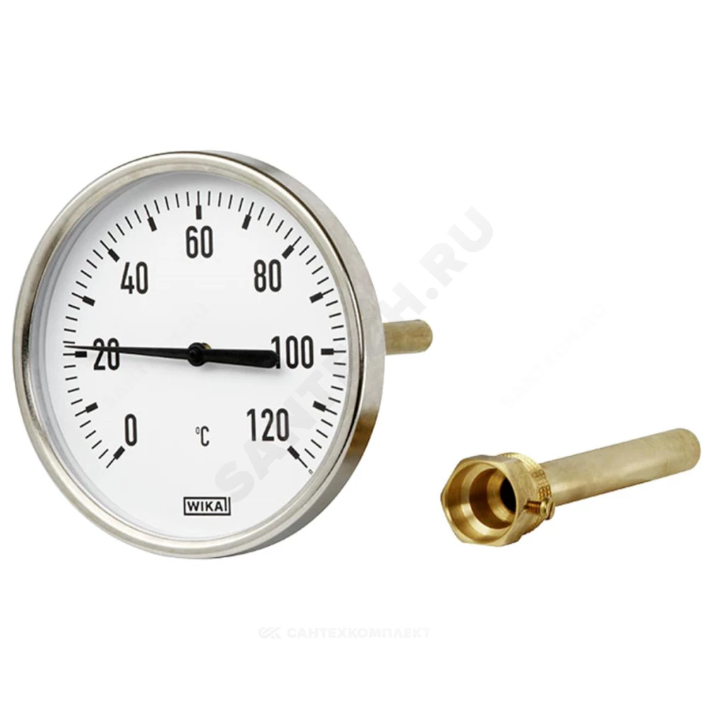 Термометр биметаллический осевой Дк80 120С L=100мм G1/2" A50.10 Wika 3901807