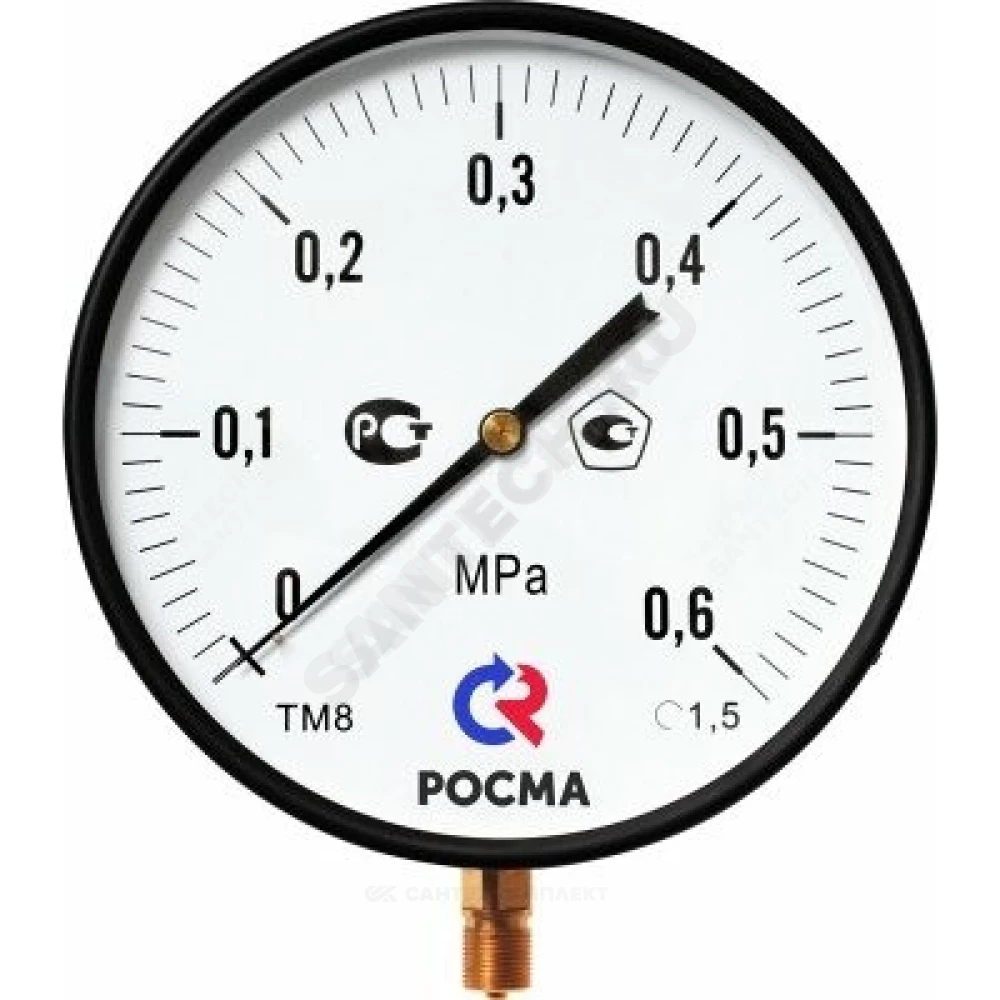 Манометр ТМ-810Р.00 радиальный Дк250мм 0-1,6 МПа кл.1,5 М20х1,5 Росма 00000009032