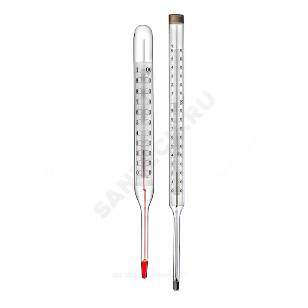 Термометр керосиновый ц.д. 1,0 oC прямой 100С L=66мм ТТЖ 240/66 Термоприбор