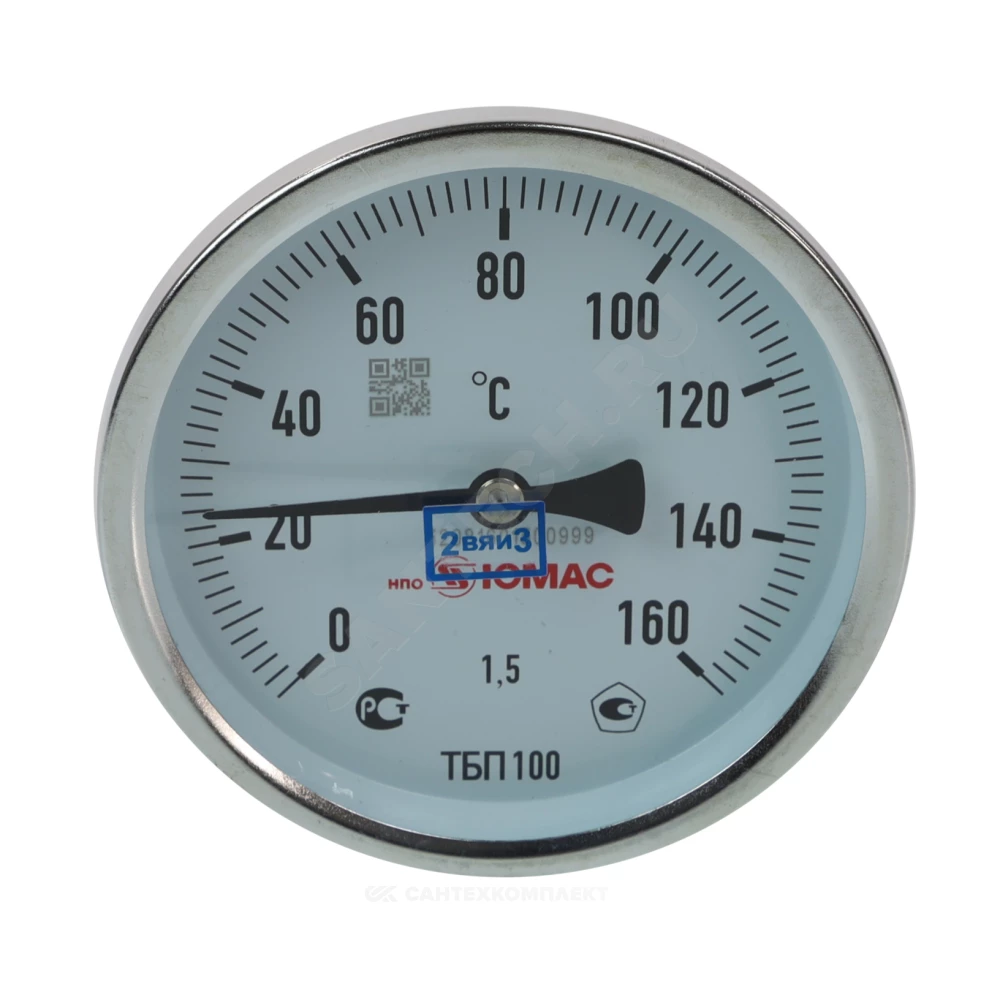 Термометр биметаллический осевой Дк100 160С L=50мм G1/2" ТБП-Т НПО ЮМАС