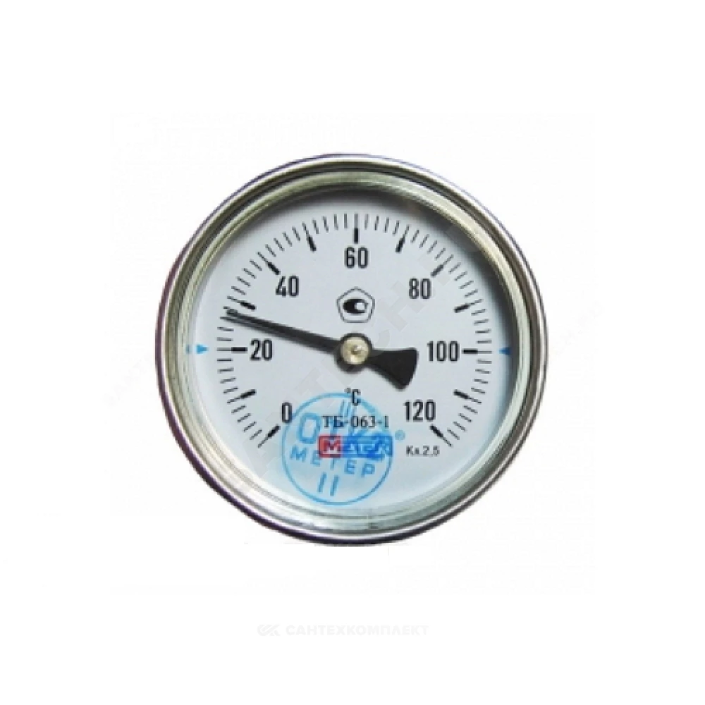 Термометр биметаллический осевой Дк63 200С L=60мм G1/2" ТБ-063-1 Метер