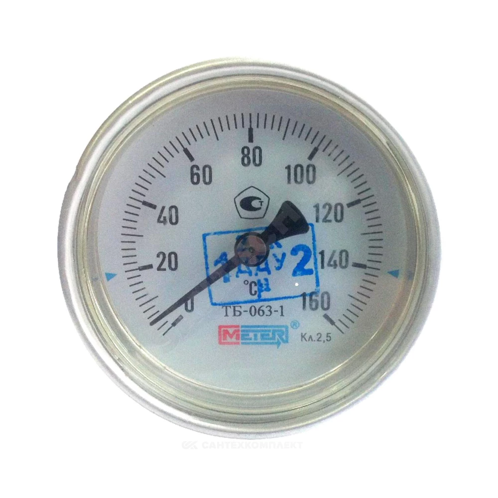 Термометр биметаллический осевой Дк63 160С L=100мм G1/2" ТБ63 Метер