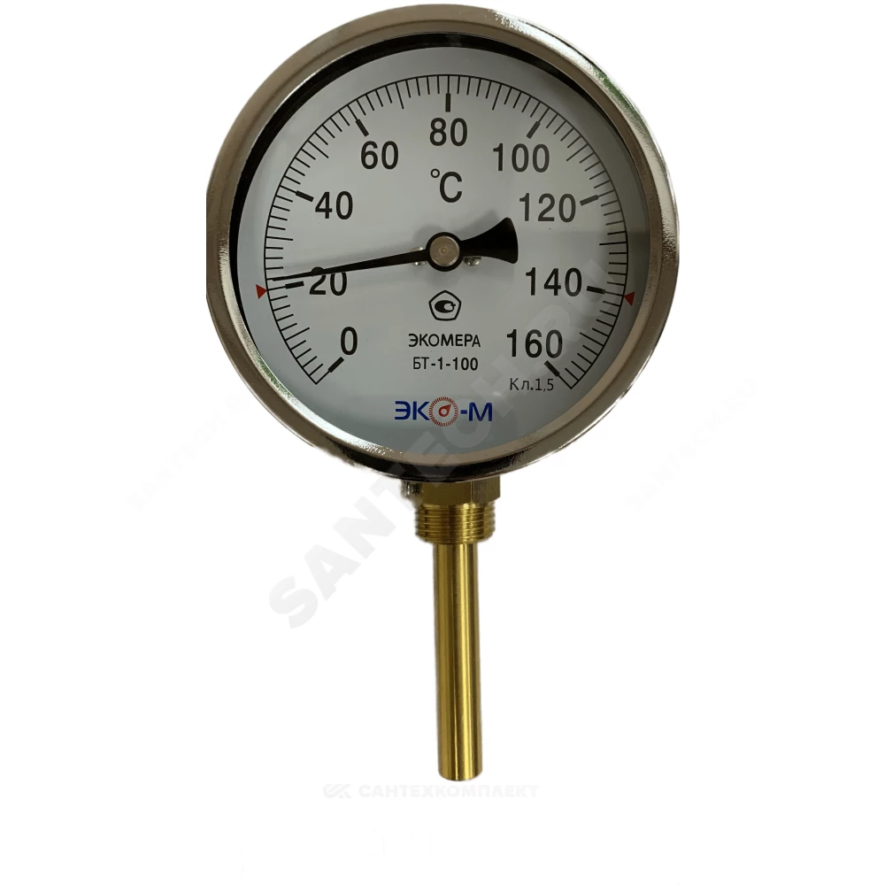 Термометр биметаллический радиальный Дк100 160С L=40мм БТ-1-100 ЭКОМЕРА БТ-1-100-160С-L40-РИ