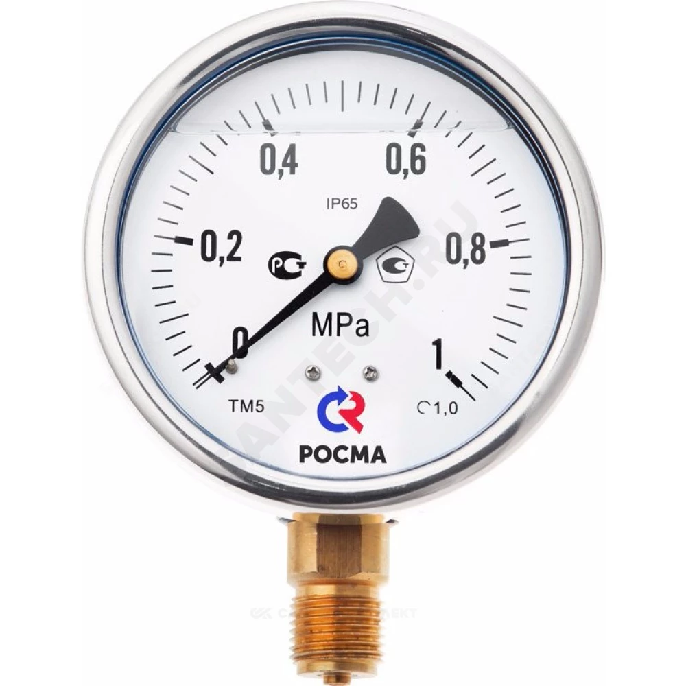 Манометр гидрозаполненный ТМ-520Р.20 радиальный Дк100мм 0-4 МПа кл.1,0 G1/2" силикон Росма 00000030118