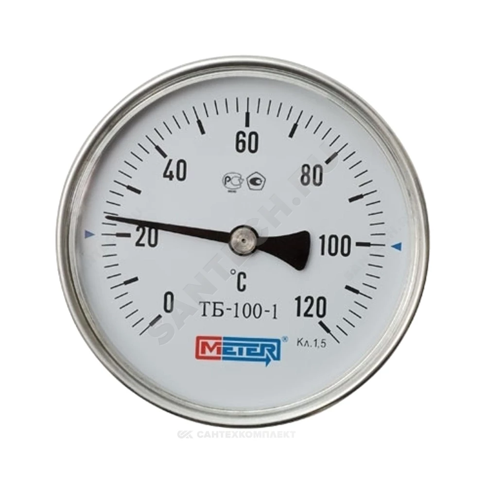 Термометр биметаллический осевой Дк63 60С L=60мм G1/2" ТБ-063-1 Метер