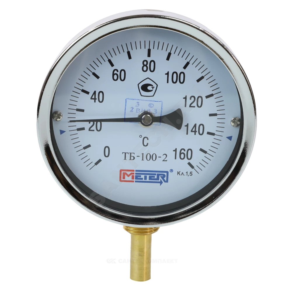 Термометр биметаллический радиальный Дк100 160С L=100мм G1/2" ТБ-100-2 Метер