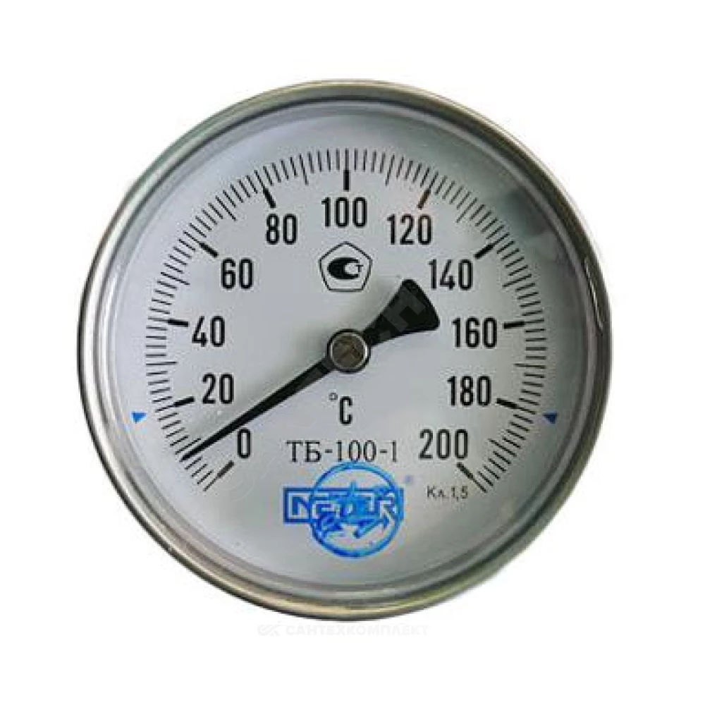 Термометр биметаллический осевой Дк100 200С L=60мм G1/2" ТБ100 Метер