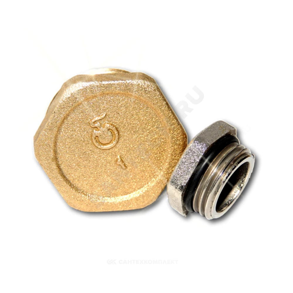 Заглушка латунь Ду 15 (1/2") с уплотнительным кольцом НР Цветлит ZW50065