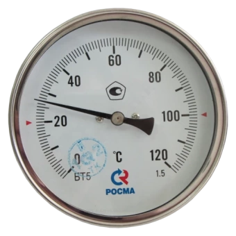 Термометр биметаллический осевой Дк80 L=64мм G1/2" 120С БТ-41.211 Росма 00000002464